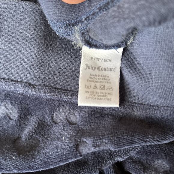 Juicy Couture Navy Blue Heart Velour Sweats Track Pants Size Small P Vintage - Picture 10 of 12